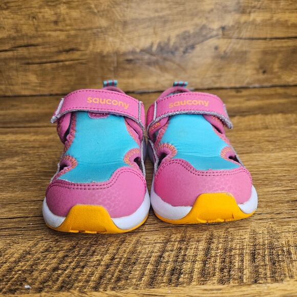 Saucony Quicksplash JR Pink Blue Slip on Watershoe sneaker sz 5.5M - Picture 6 of 9